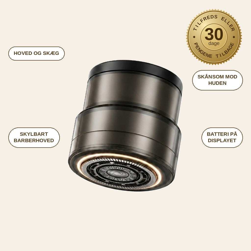 infographie — Smart 2-i-1 hovedbarbermaskine og skægtrimmer med digitalt display