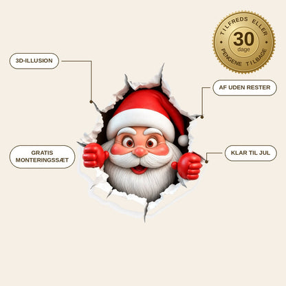 infographie — 3D Julemand Wallsticker – Julemanden kigger ind gennem væggen