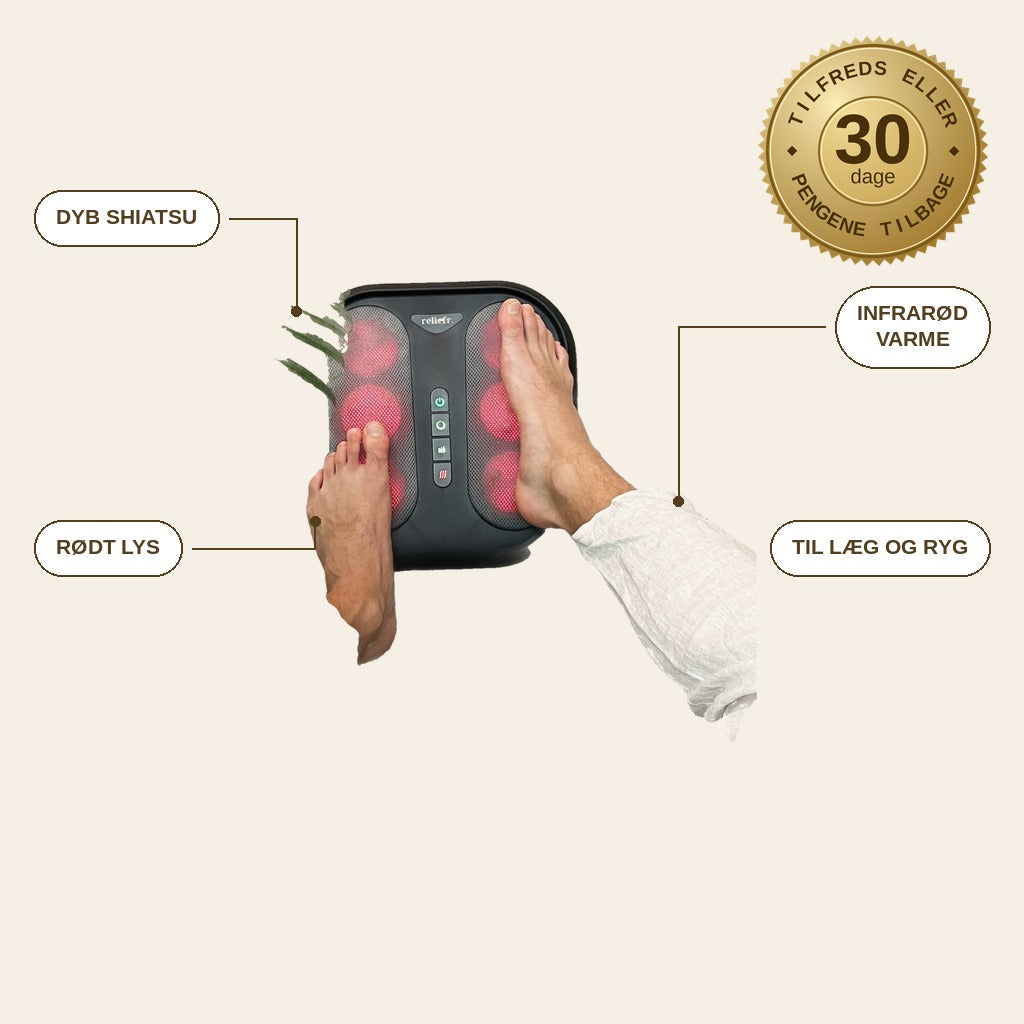 infographie — Fodmassageapparat med infrarød varme – shiatsu og rødt lys