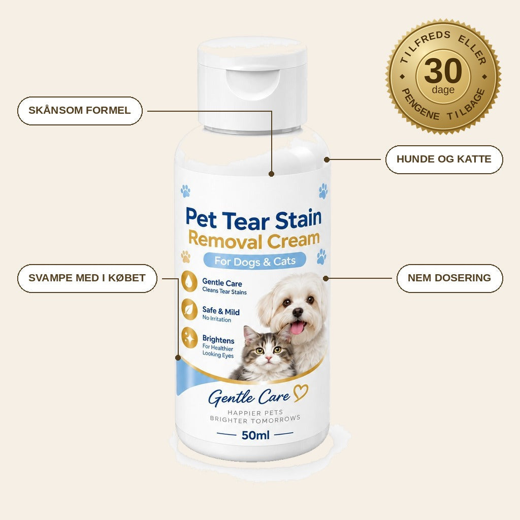 infographie — KlarBlik™ Creme mod tårepletter til hunde og katte – 50 ml