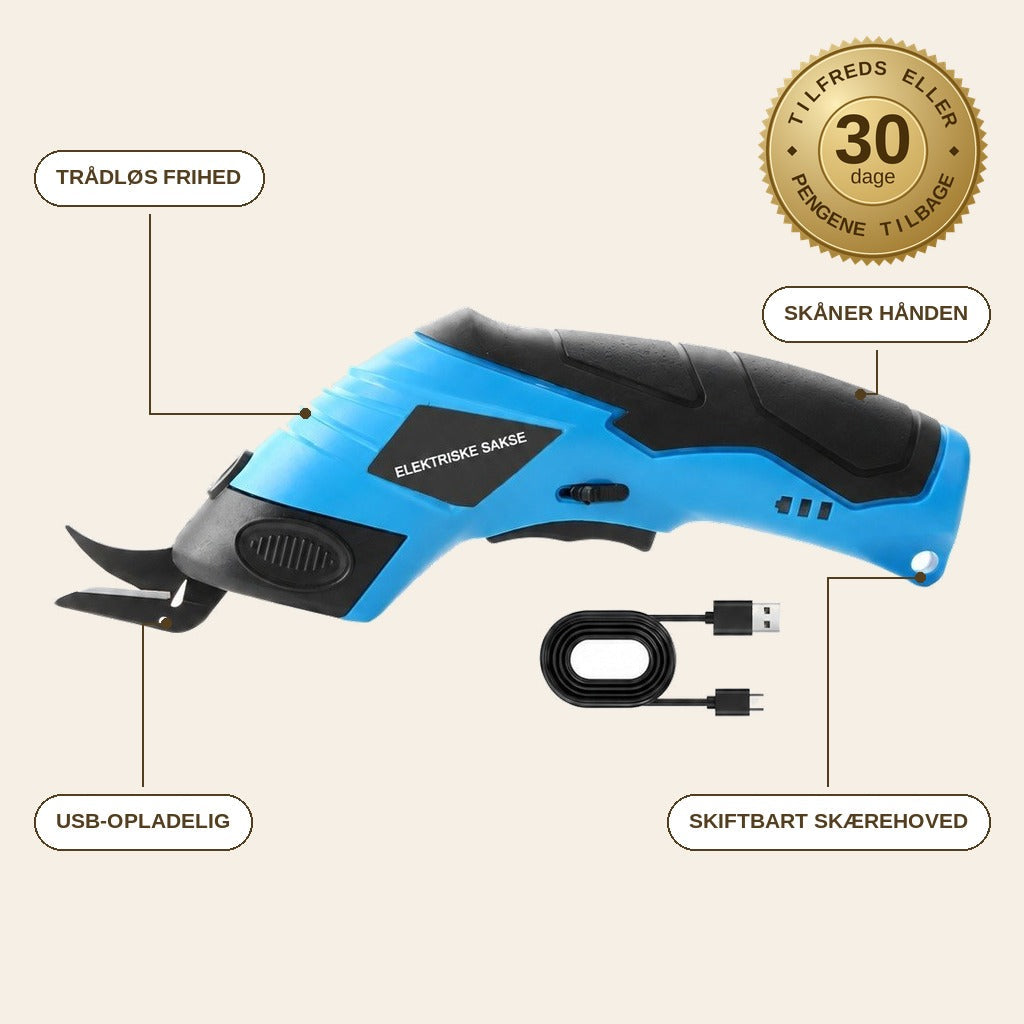 infographie — Elektrisk saks – trådløs og genopladelig
