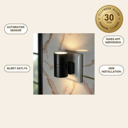 infographie — Skumring™ – Automatisk LED-natlampe med skumringssensor