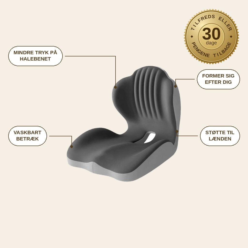 infographie — Ergonomisk sædehynde med ryglæn i memory foam