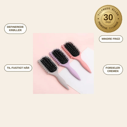 infographie — Krøllebørste til definerede krøller – anti-frizz stylingbørste