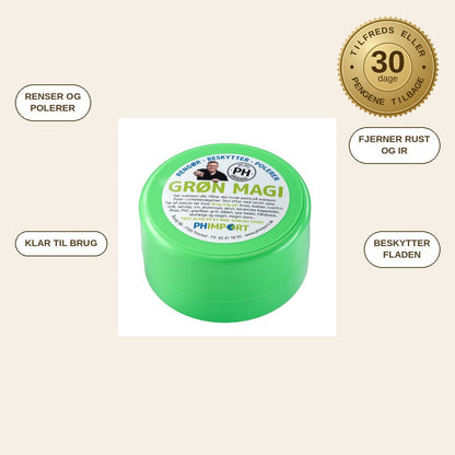 infographie — GlansPro™ Poleringspasta 300 g – renser, polerer og beskytter alle overflader