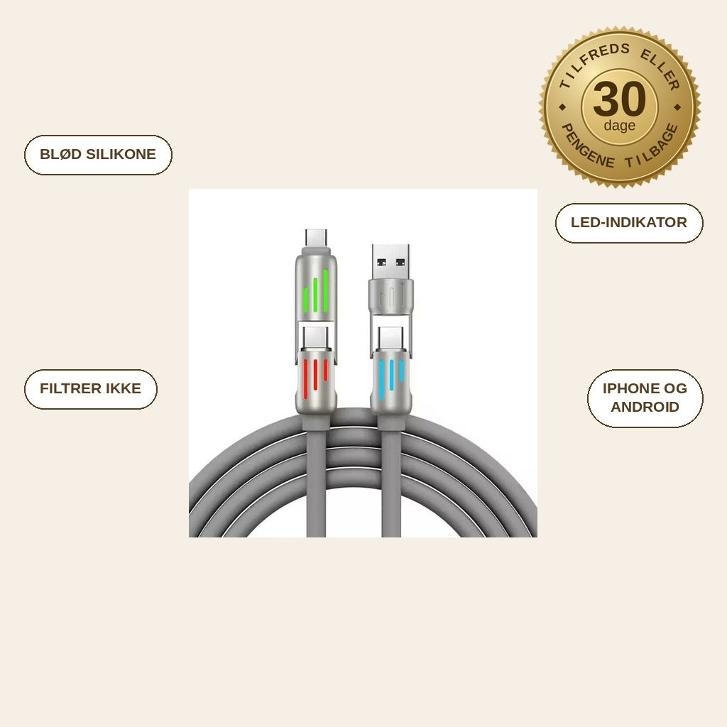infographie — 4-i-1 opladerkabel 240W – 1+1 GRATIS