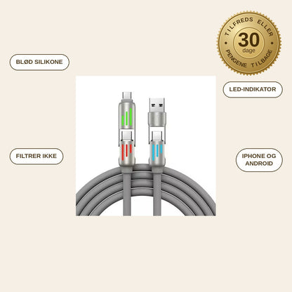 infographie — 4-i-1 opladerkabel 240W – 1+1 GRATIS
