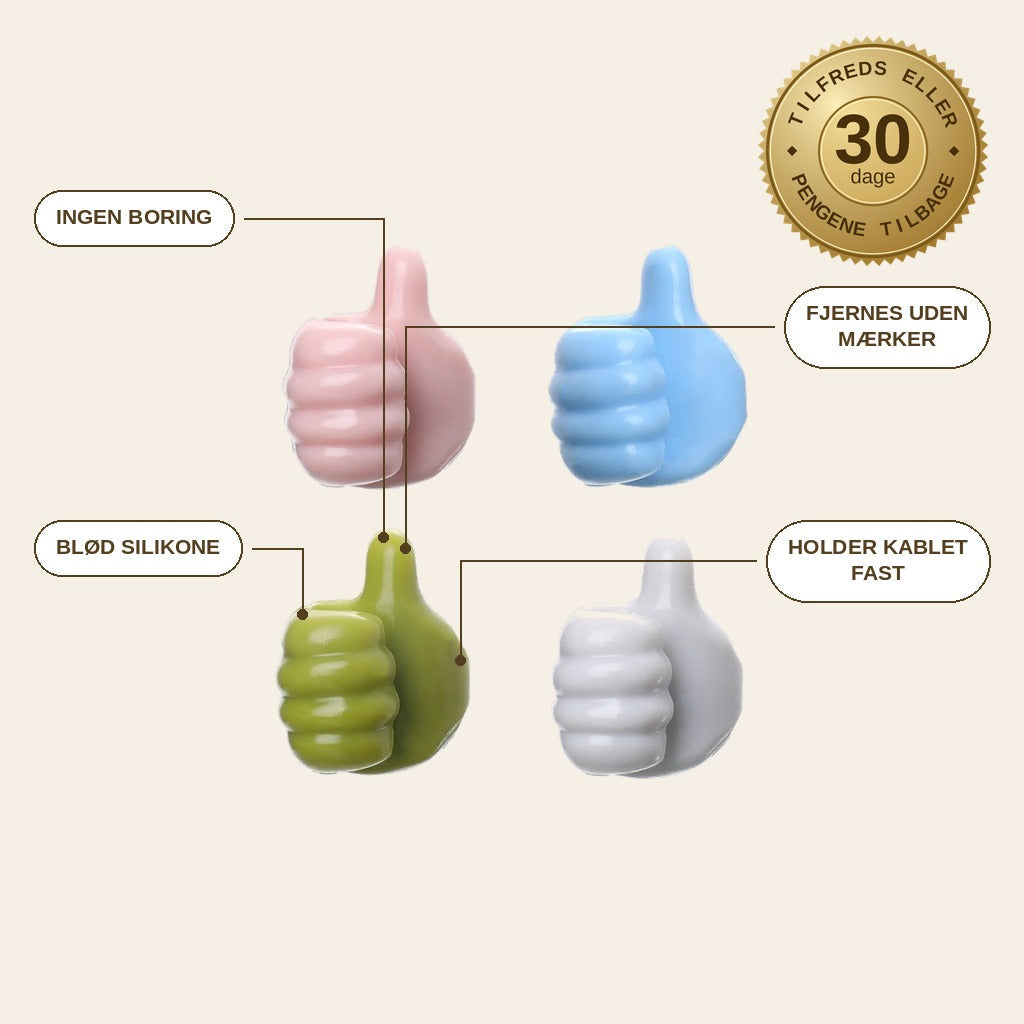 infographie — Selvklæbende tommelfinger-kabelkroge – 10 stk.