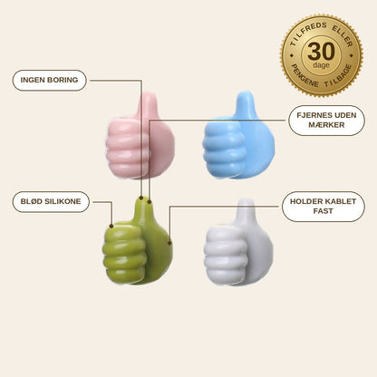 infographie — Selvklæbende tommelfinger-kabelkroge – 10 stk.