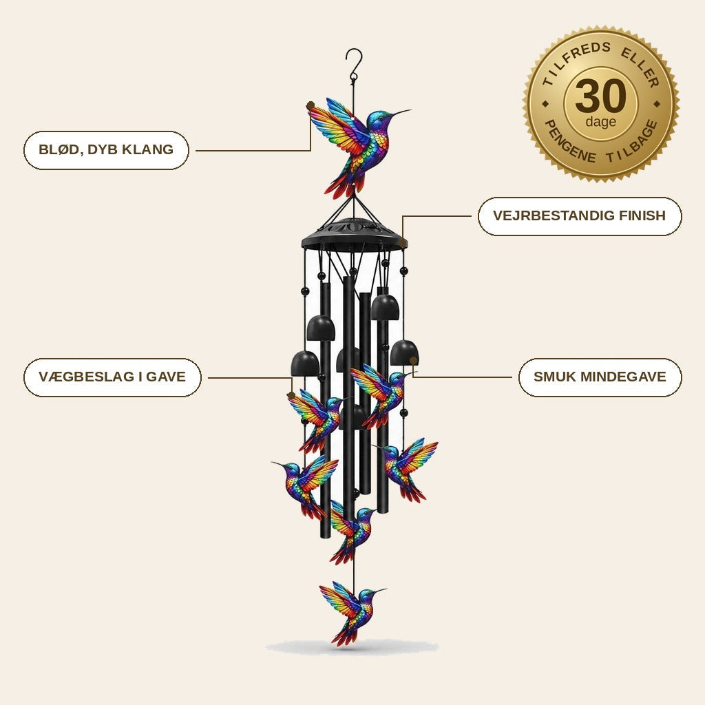 infographie — Vindspil med regnbuefigurer – sort aluminium, op til 91 cm