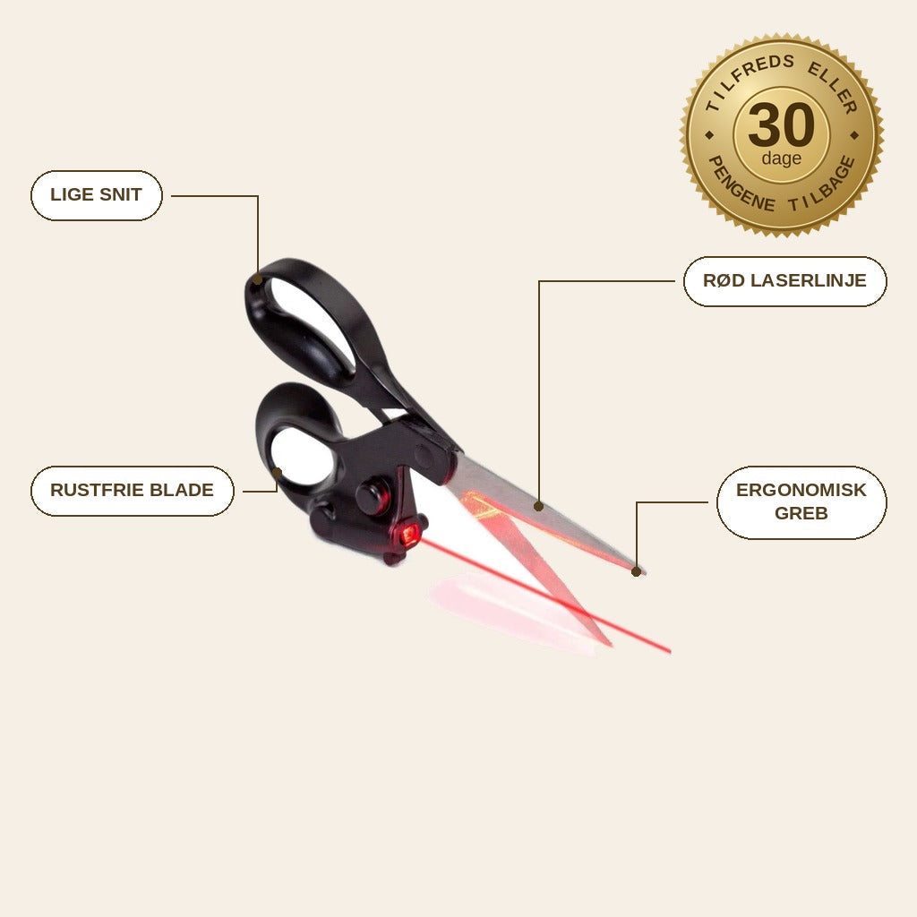 infographie — Laserstyret saks – præcise, lige snit i stof, papir og pap | Køb 1 – få 1 GRATIS