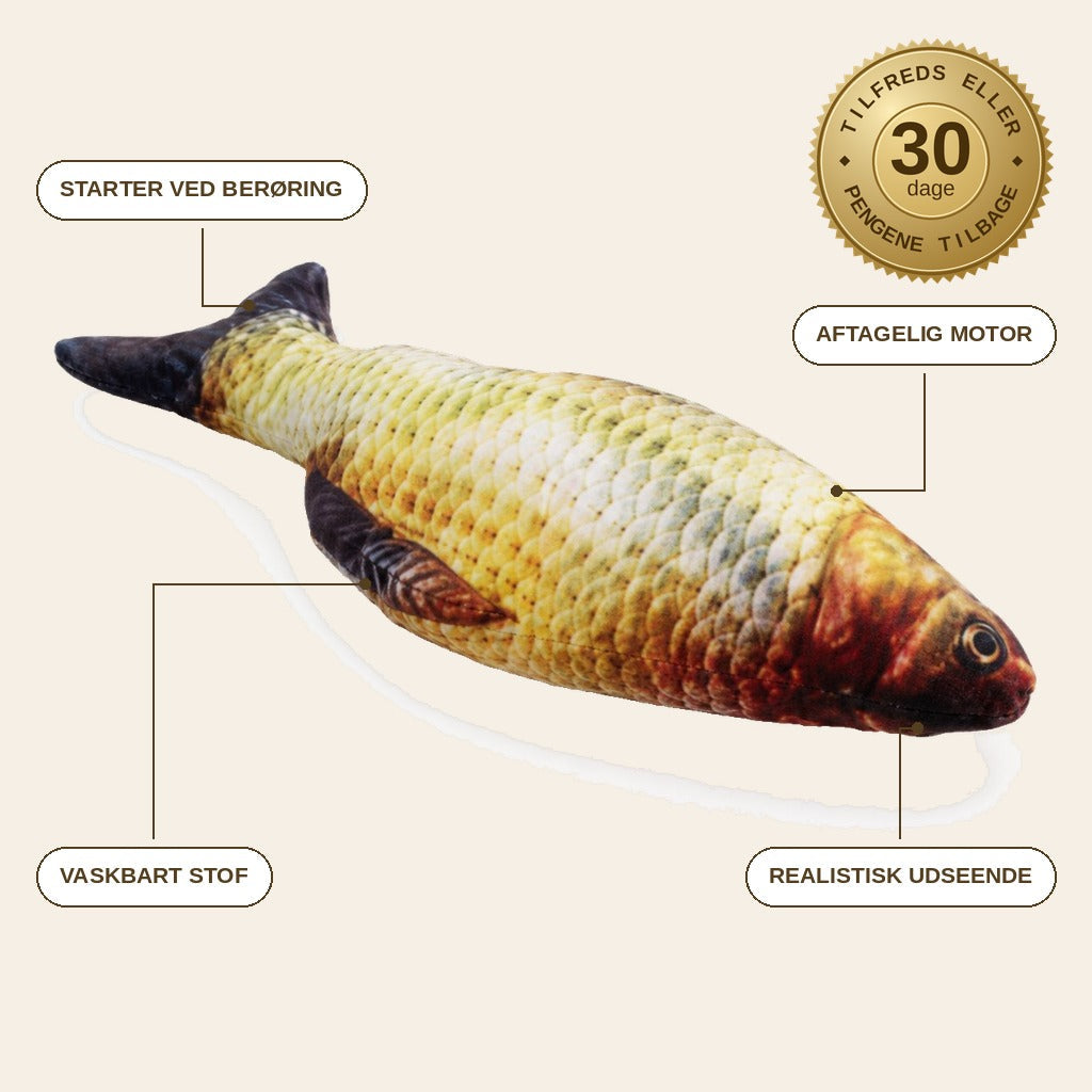 infographie — Sprællende fisk til katte – genopladeligt kattelegetøj