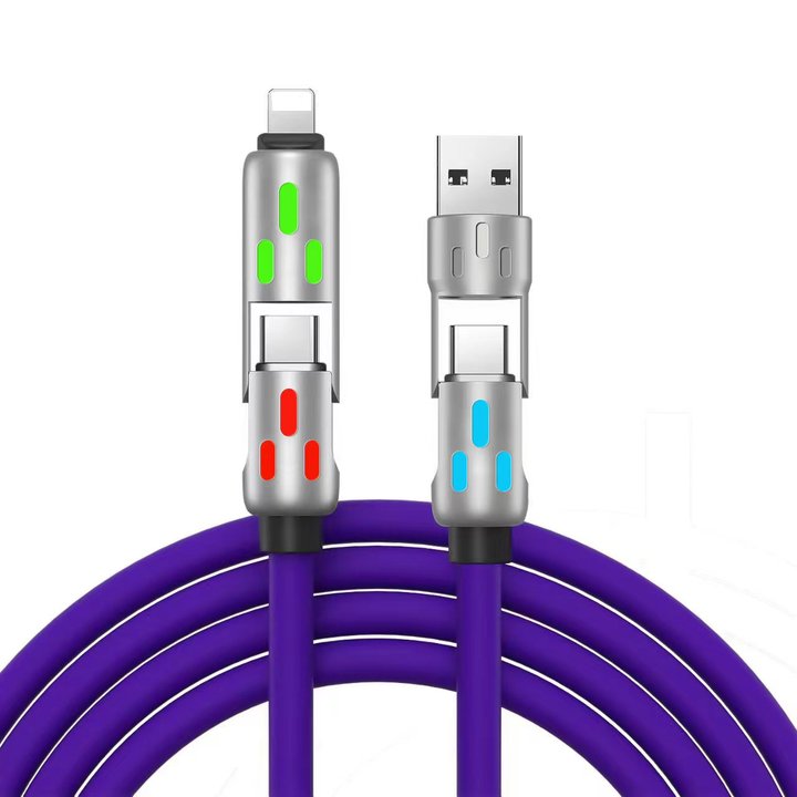 couleur Lilla — 4-i-1 opladerkabel 240W – 1+1 GRATIS