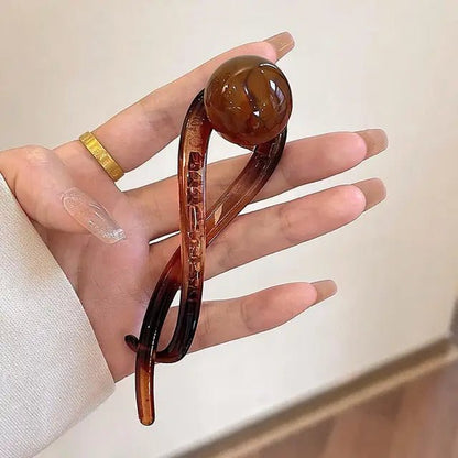 couleur Brun — Snoet hårklemme med perle – vintage-klemme der holder tykt og langt hår