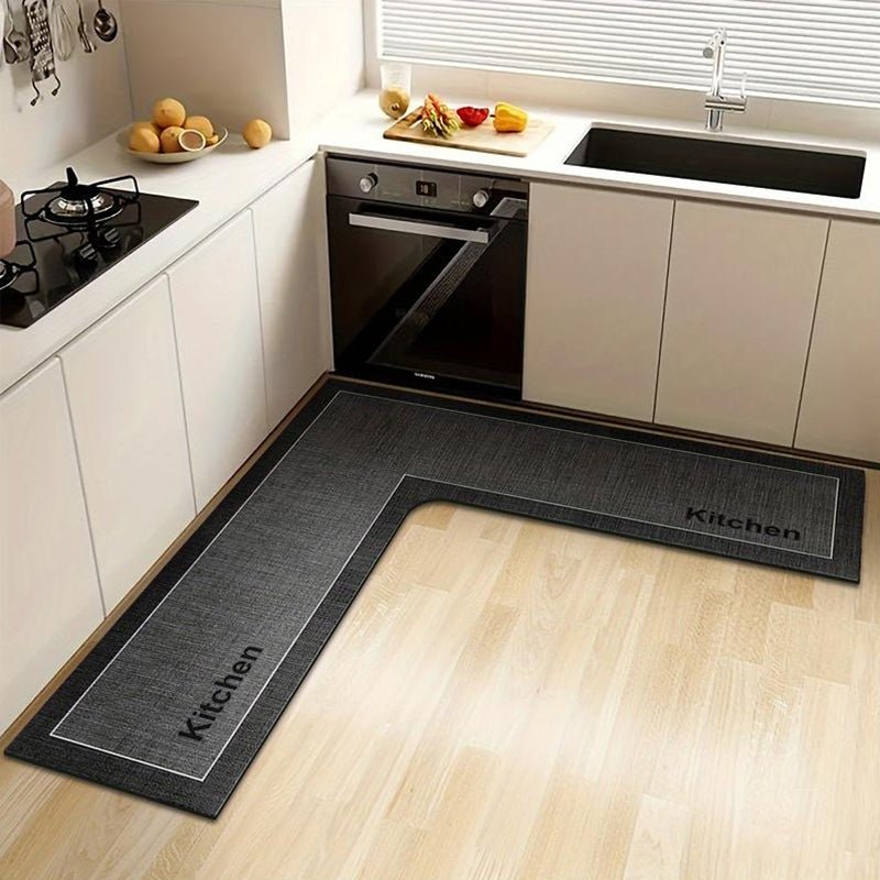couleur Mørkegrå — L-formet Køkkenmåtte – Sugende Hjørnemåtte til Vask og Komfur