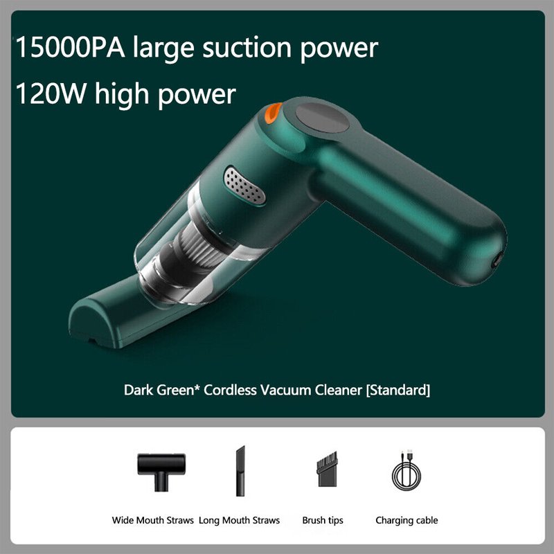 couleur Mørkegrøn — SugeKraft™ Trådløs Bilstøvsuger – 10.000 Pa, 120 W & Vaskbart HEPA-filter