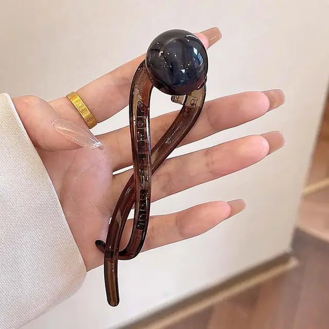couleur Sort perle / brun klemme — Snoet hårklemme med perle – vintage-klemme der holder tykt og langt hår