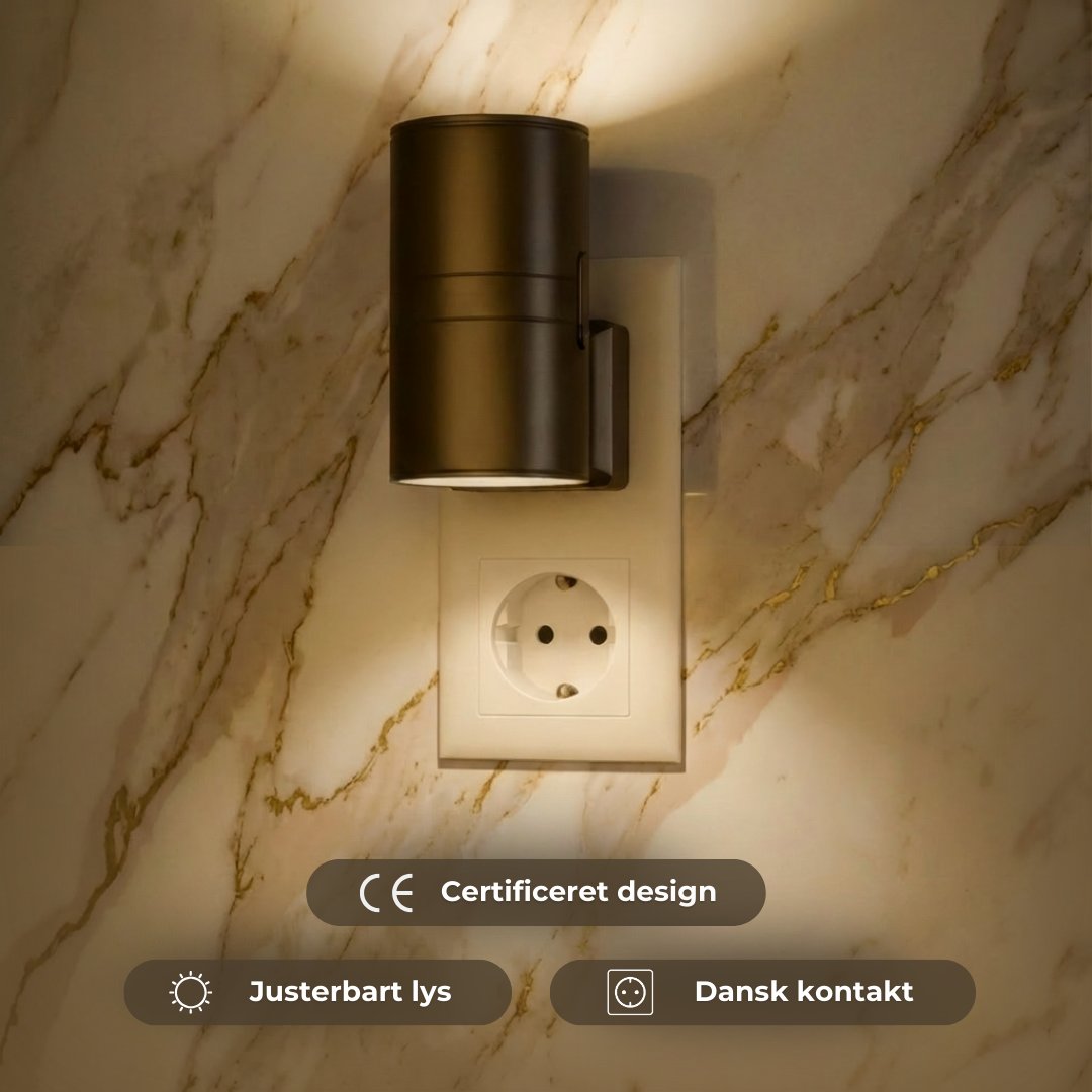 couleur Sort — Aftenlys™ – LED-væglampe til stikkontakten, der tænder af sig selv i mørke