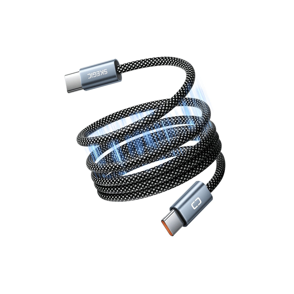 couleur Sort — FiltFri™ Magnetisk USB-C-kabel 100 W – ruller sig selv op