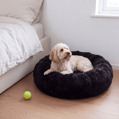 couleur Sort — Beroligende donut hundeseng – langhåret