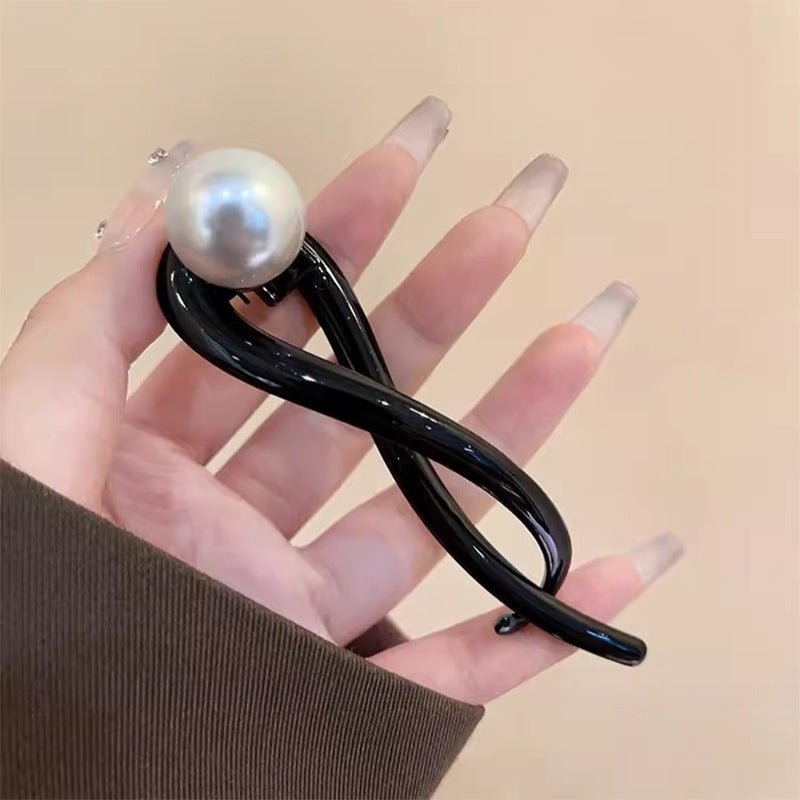 couleur Sort — Snoet hårklemme med perle – vintage-klemme der holder tykt og langt hår