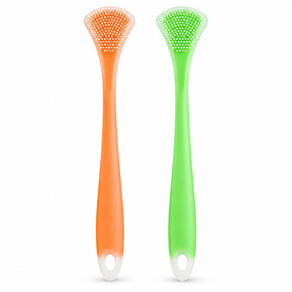 couleur Orange + Grøn — Dobbeltsidet tungeskraber i silikone