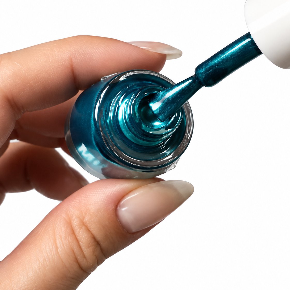 couleur Petrolblå — Metallisk neglelak med spejleffekt – krom-finish uden UV-lampe