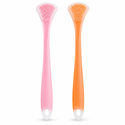 couleur Pink + Orange — Dobbeltsidet tungeskraber i silikone