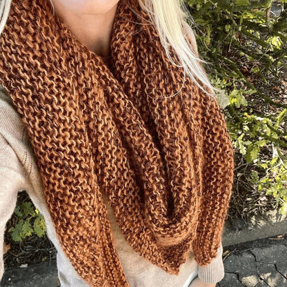 couleur Rust — SilkeSky™ Strikkekit – blødt mohair-sjal til begyndere, inkl. opskrift og 8 nøgler