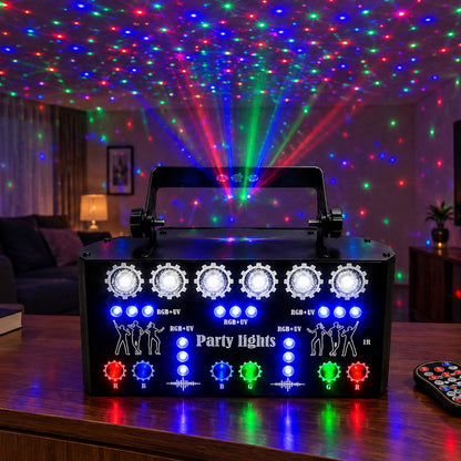 situation — RGB Laser Scenelys – 4-i-1 festlys med laser, LED, UV og stroboskop