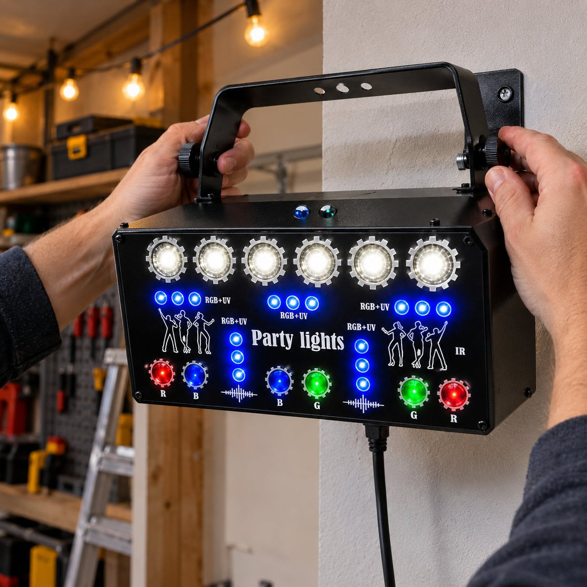 situation — RGB Laser Scenelys – 4-i-1 festlys med laser, LED, UV og stroboskop