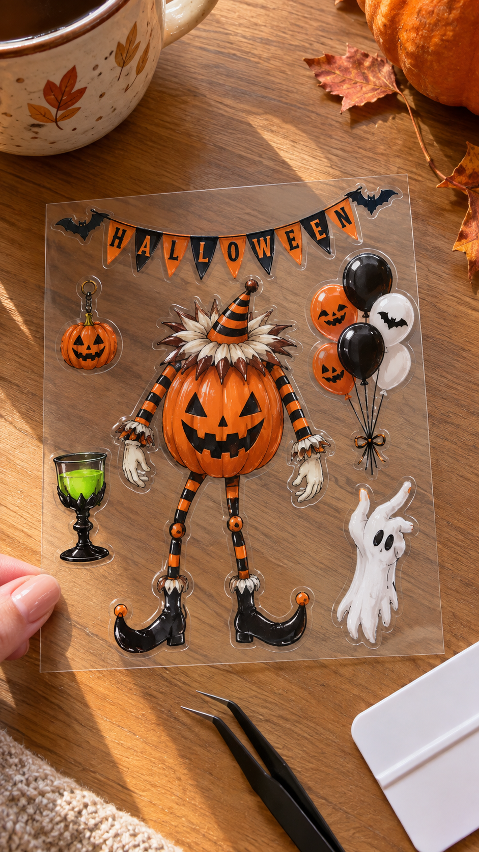 SpookyRub™ Halloween Overføringsklistermærker – Uden Bobler