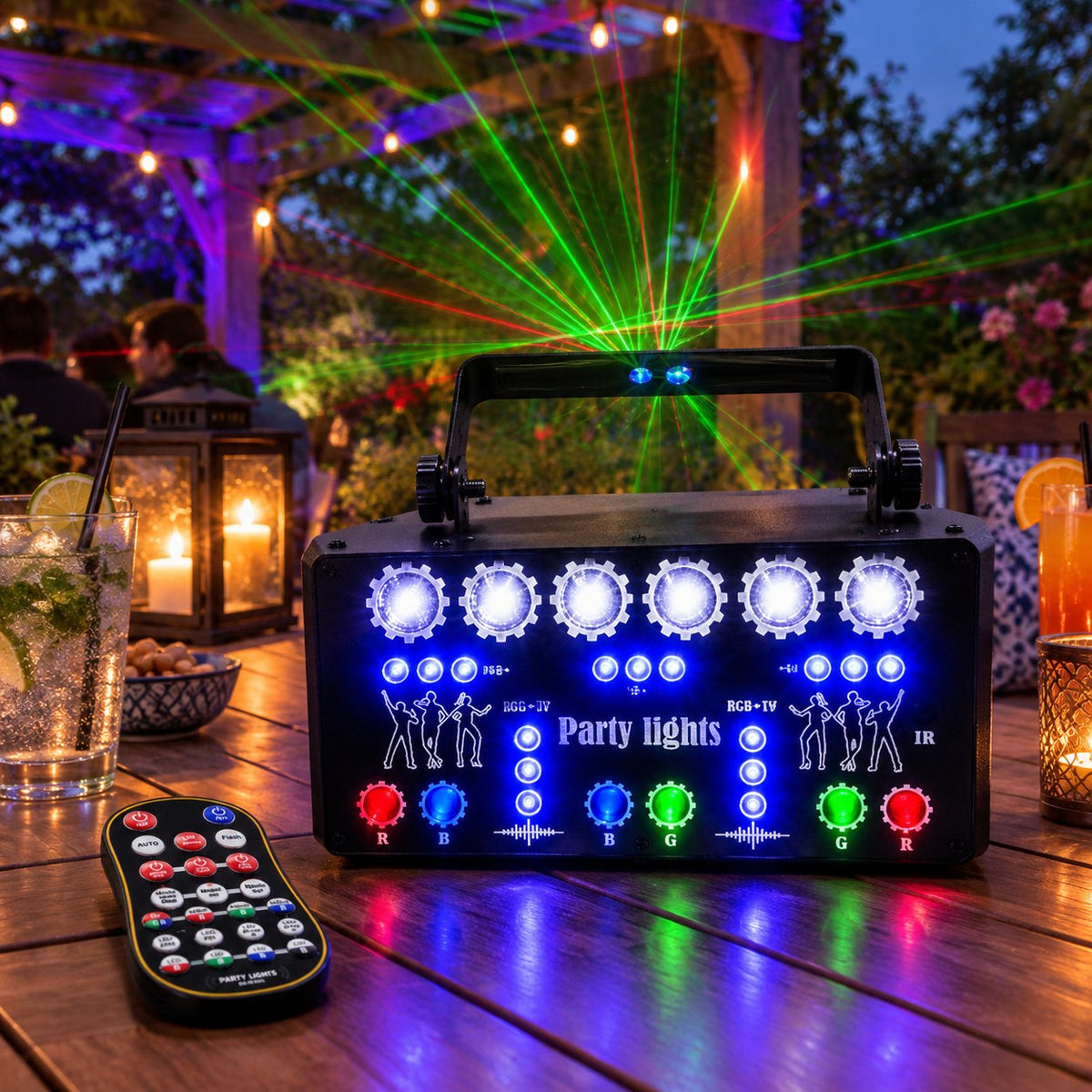situation — RGB Laser Scenelys – 4-i-1 festlys med laser, LED, UV og stroboskop