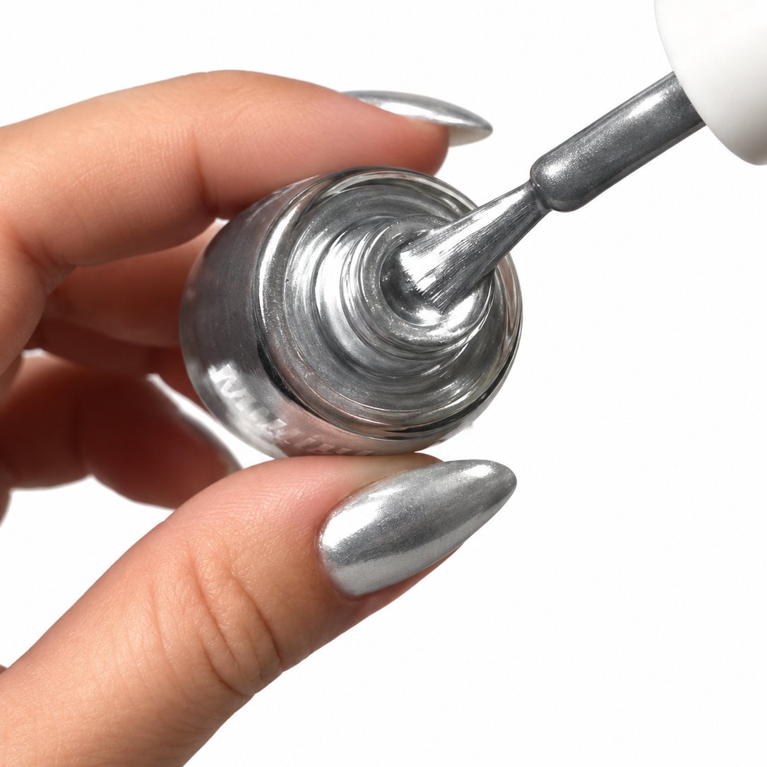 couleur Sølv — Metallisk neglelak med spejleffekt – krom-finish uden UV-lampe