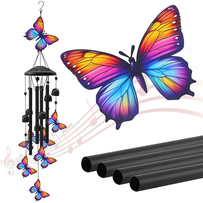 couleur Sommerfugl — Vindspil med regnbuefigurer – sort aluminium, op til 91 cm