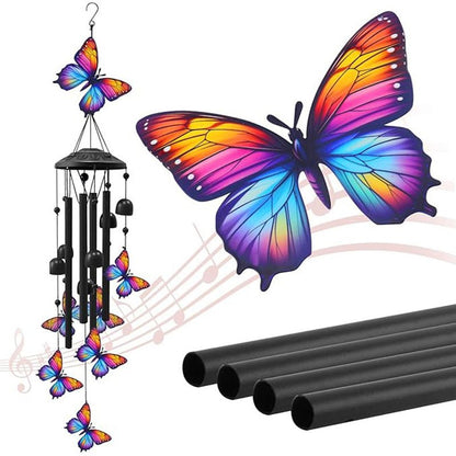 couleur Sommerfugl — Vindspil med regnbuefigurer – sort aluminium, op til 91 cm