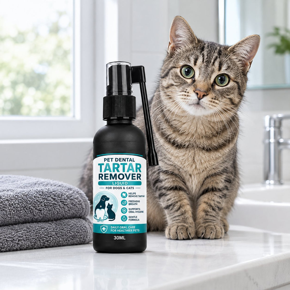situation — Tandstensspray til hunde og katte – frisk ånde uden tandbørste-kamp