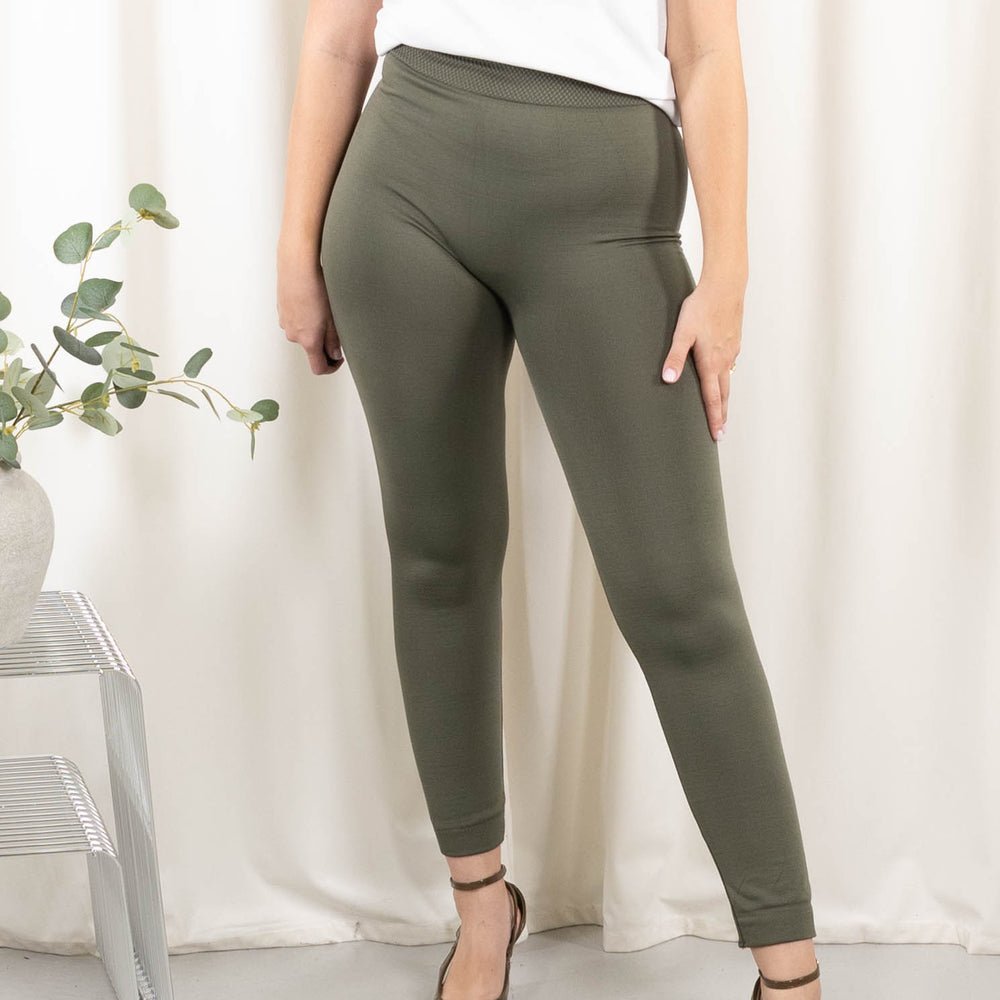 Legging polaire salviegrøn — porté, vue de dos