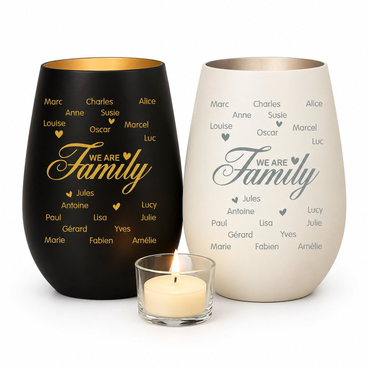 packshot — Personlig lyslygte »We are Family« – med op til 10 navne