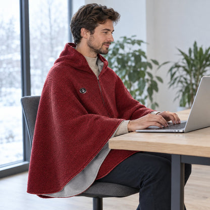 situation — Elektrisk varmetæppe-poncho med lynlås – bærbar USB-varme