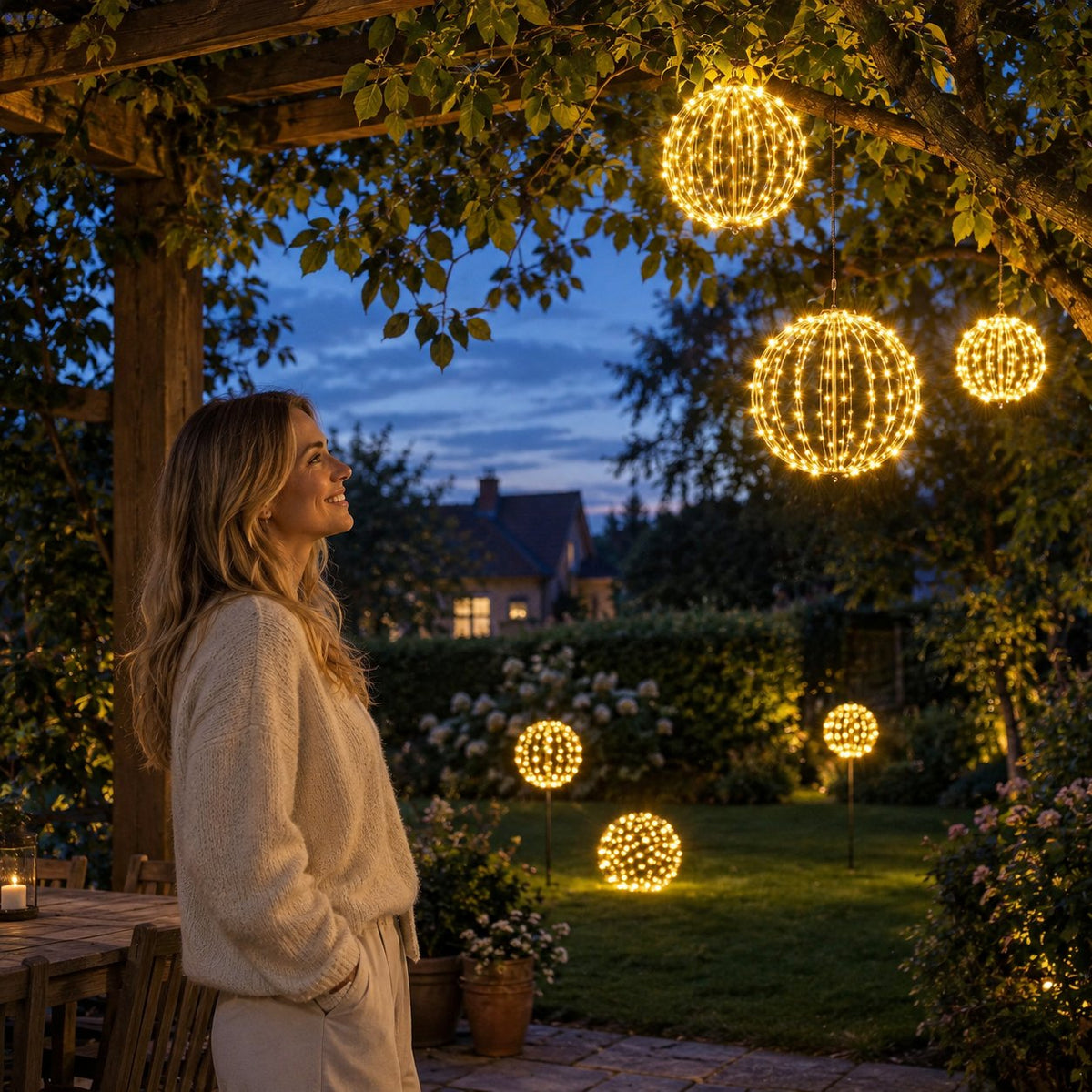 situation — LED lyskugle sammenklappelig – 360° lys til have, terrasse og altan