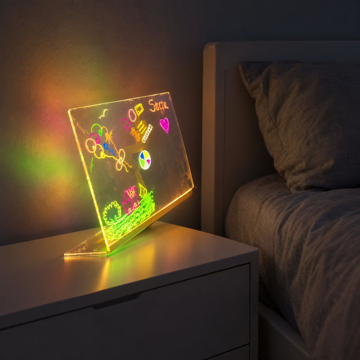 packshot — LysTavle™ – Lysende LED-tegnetavle i akryl til børn (30 × 20 cm)