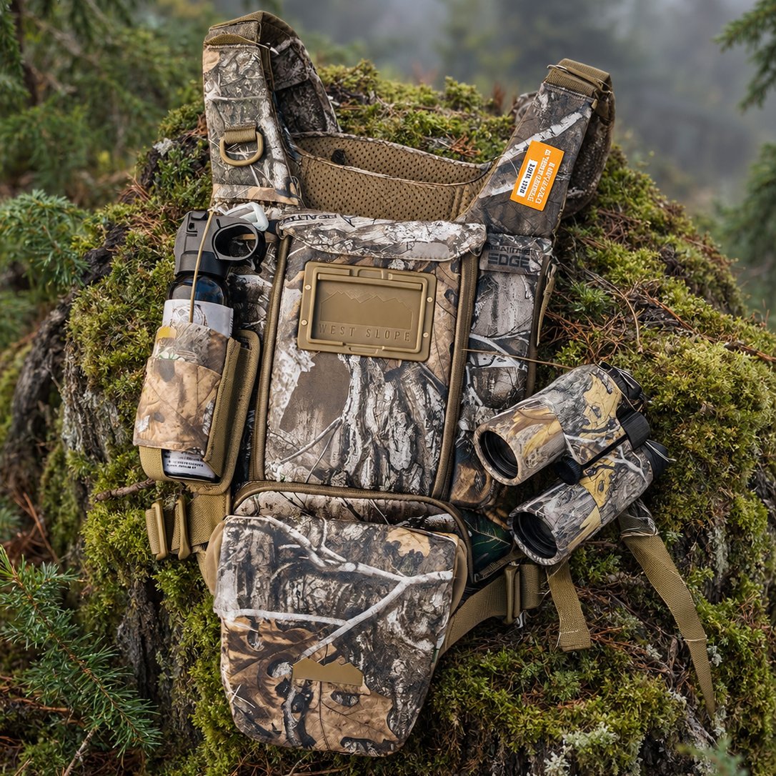 situation — Kikkertsele i camouflage – brystsele med lukket etui til jagt og tur