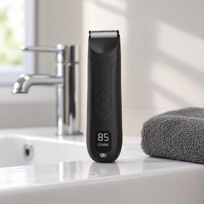 situation — Intimtrimmer til mænd – justerbar kam 2–6 mm, ladestation og digitalt display