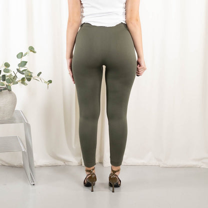 Legging polaire salviegrøn — porté, vue de face