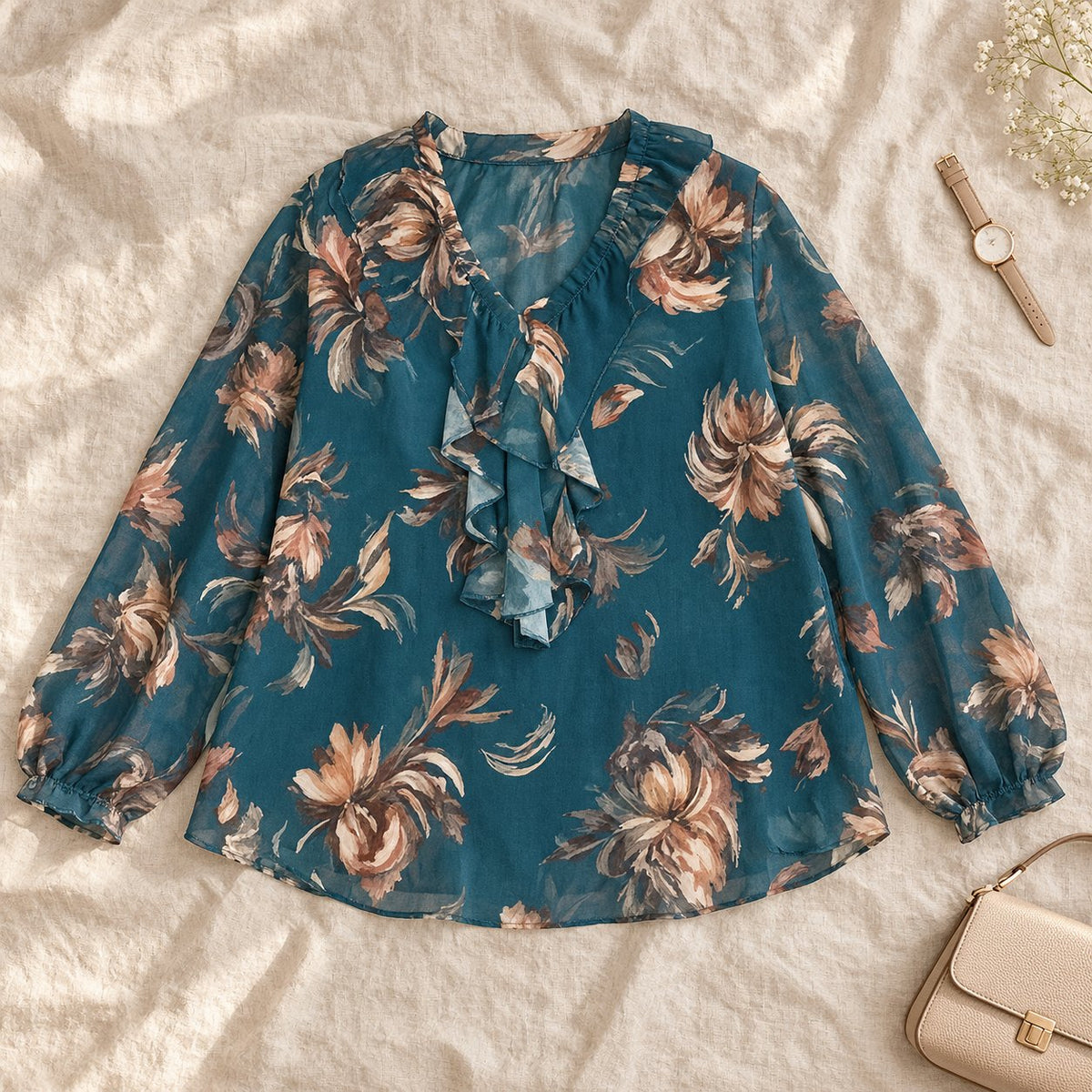 situation — Chiffonbluse med flæsekrave – Onesize S-2XL