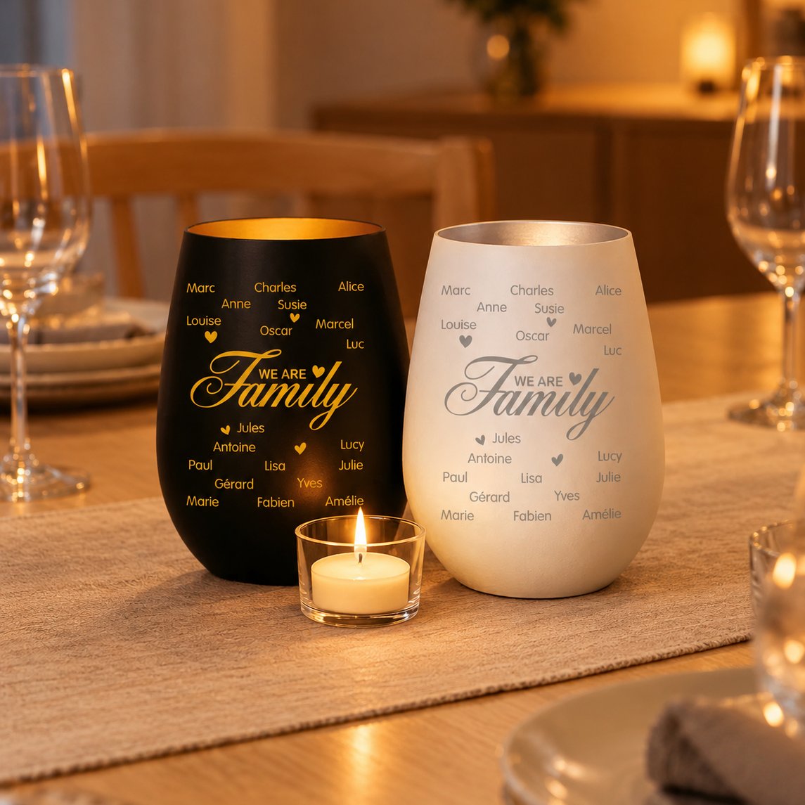 situation — Personlig lyslygte »We are Family« – med op til 10 navne