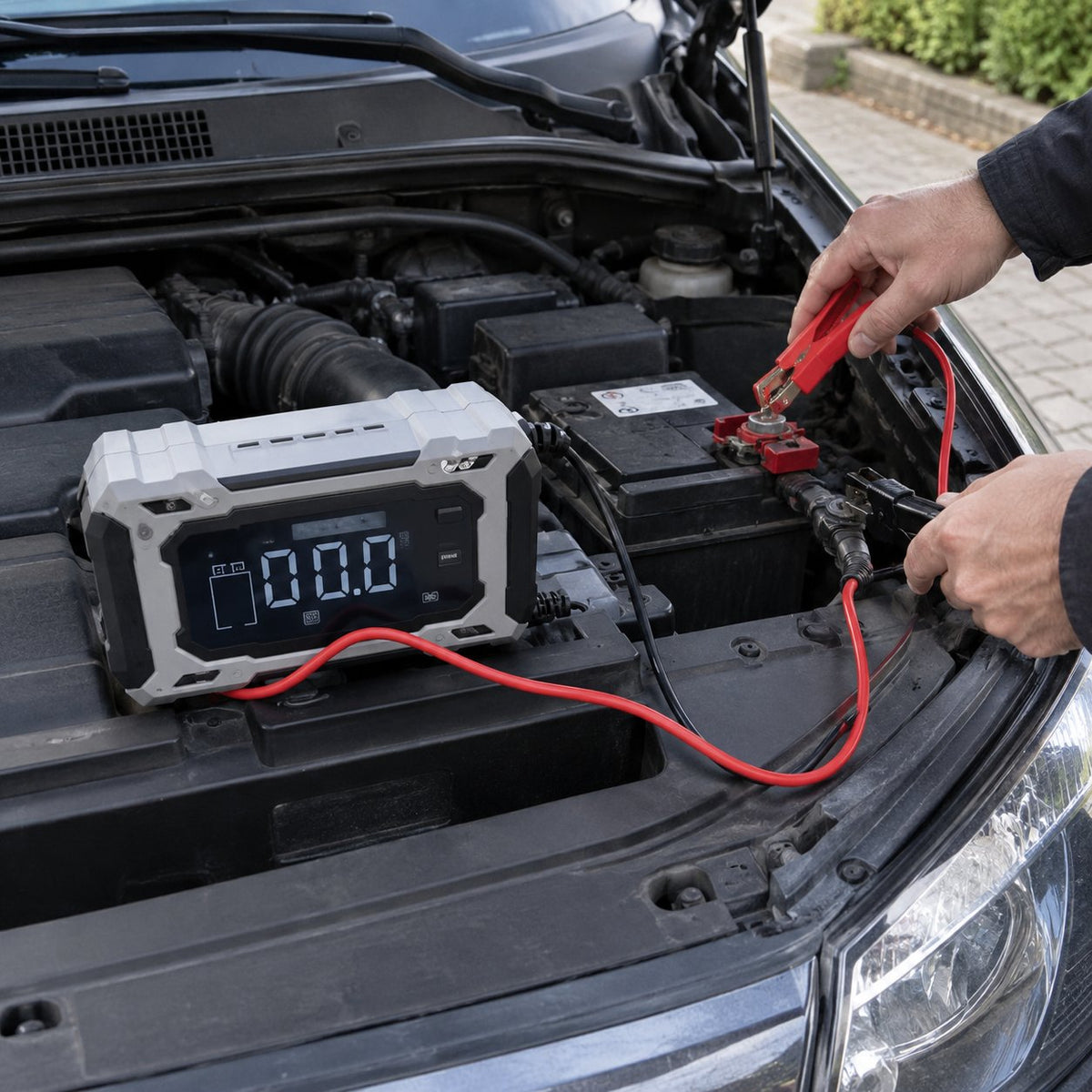situation — Intelligent 12V bilbatterioplader med pulsreparation og digitalt display (6–100 Ah)