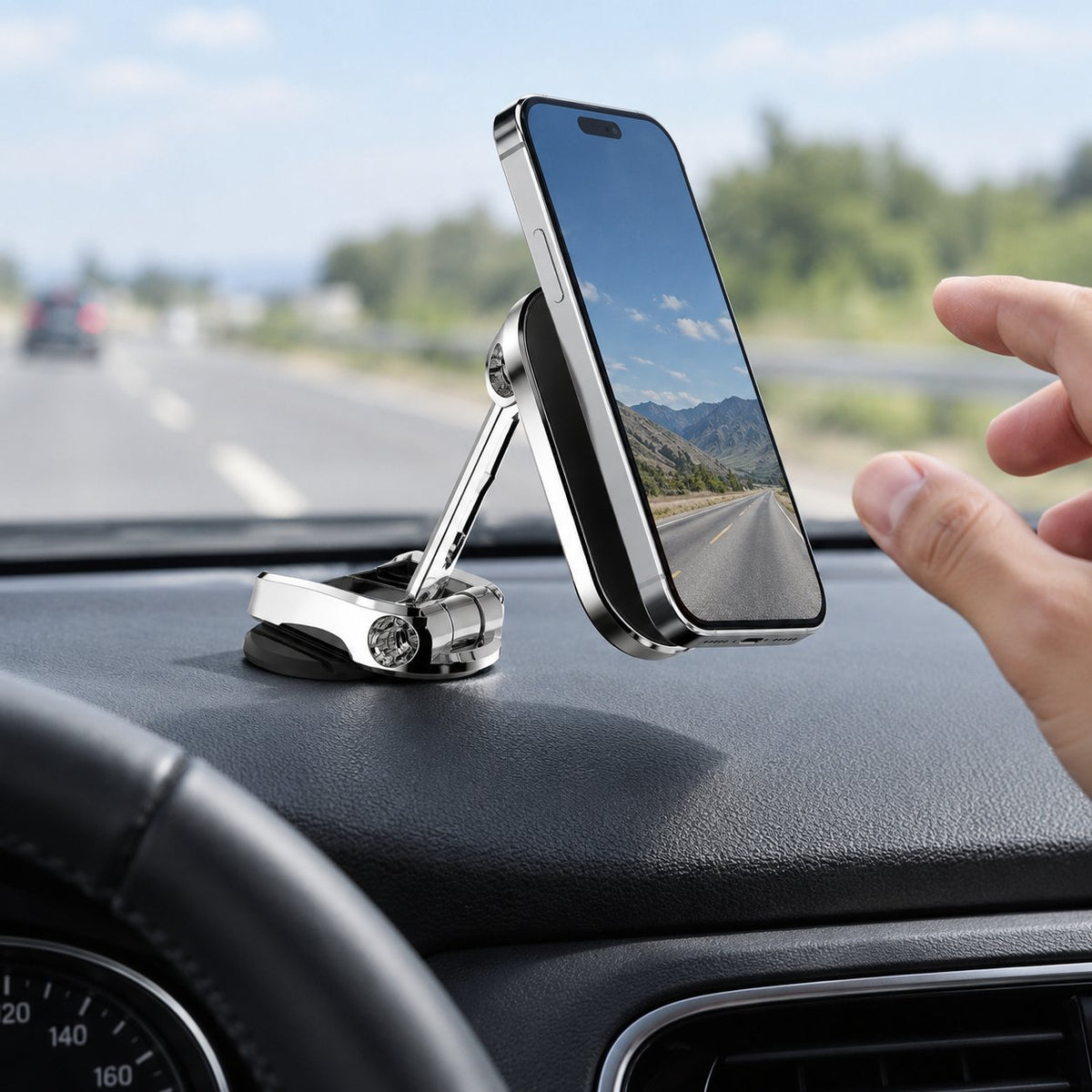 situation — Magnetisk mobilholder til bil – sammenfoldelig 360° i metal