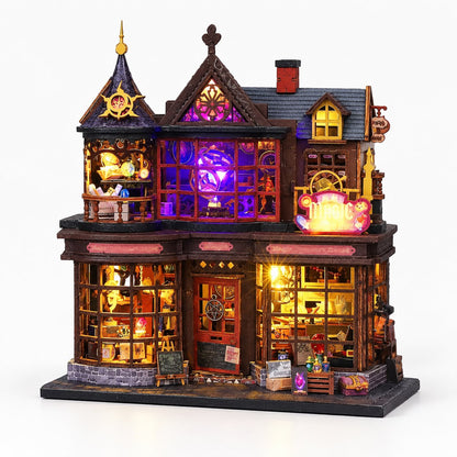 packshot — Miniaturehus Byggesæt med LED – Magisk Butik i To Etager
